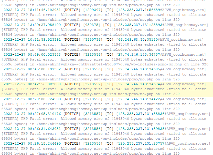 Fix lỗi PHP Fatal error:  Allowed memory size of bytes exhausted trên CPanel